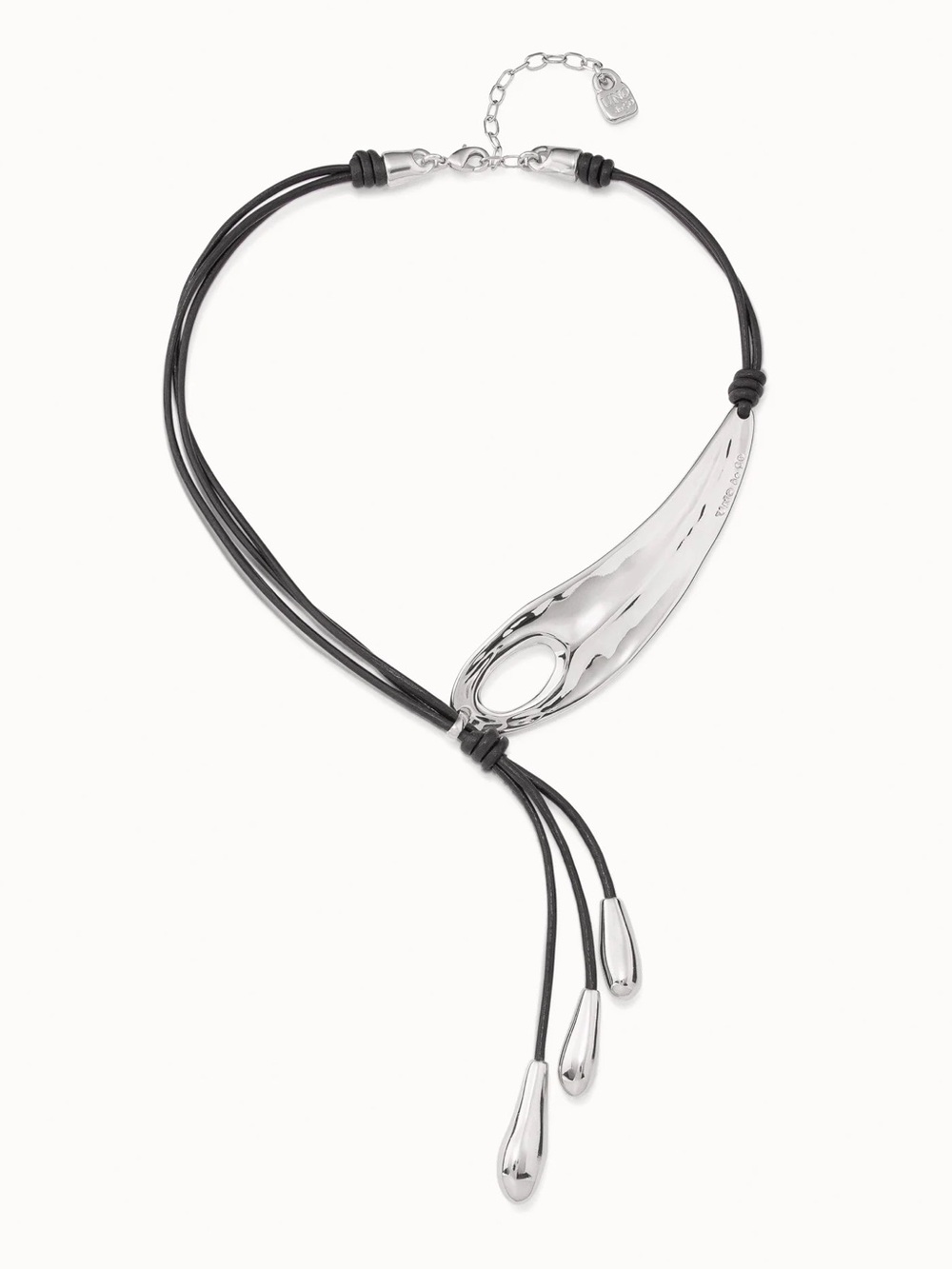 UNO de 50 Leather Whip Silver Necklace